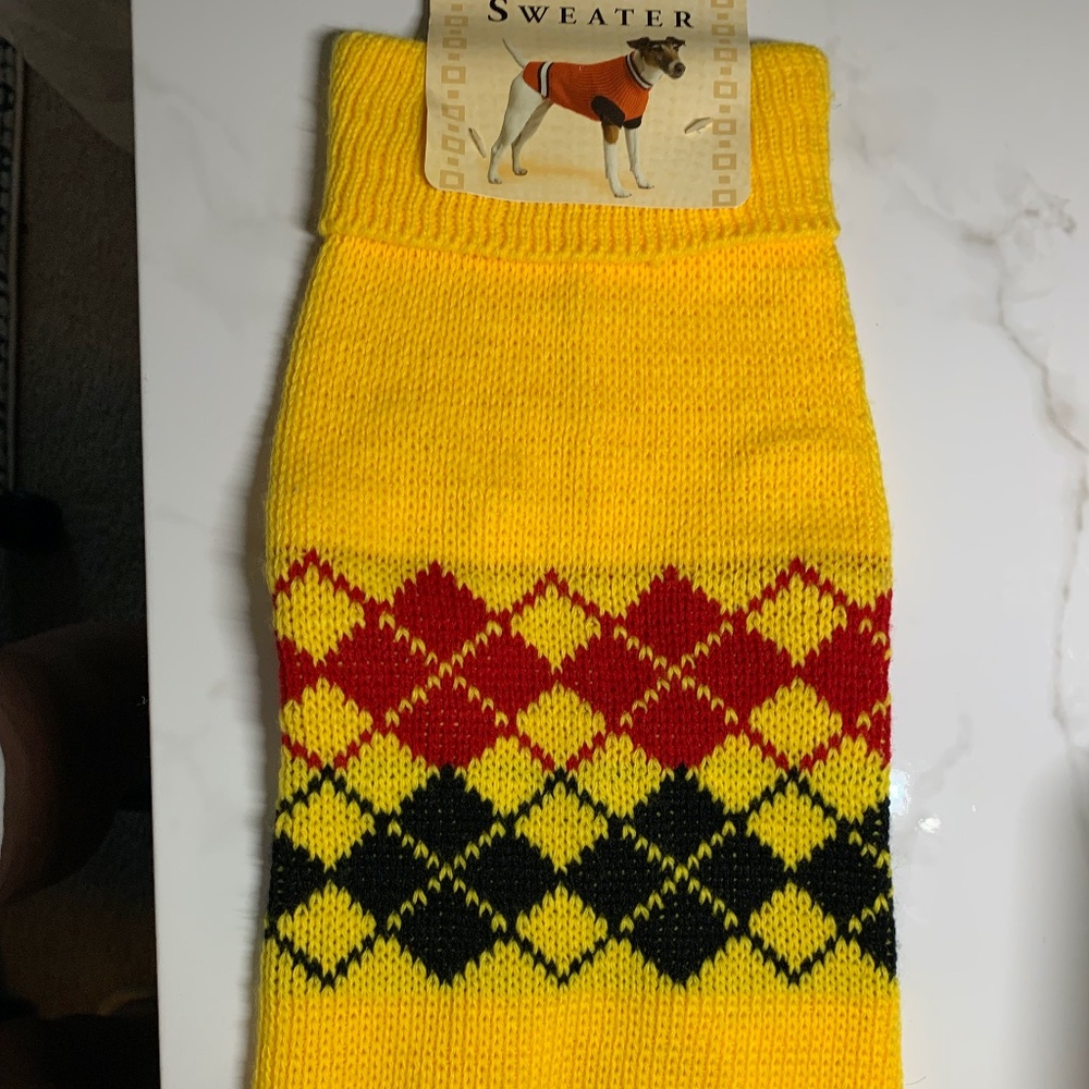Dog Sweater - Yellow Argyle design • NWT